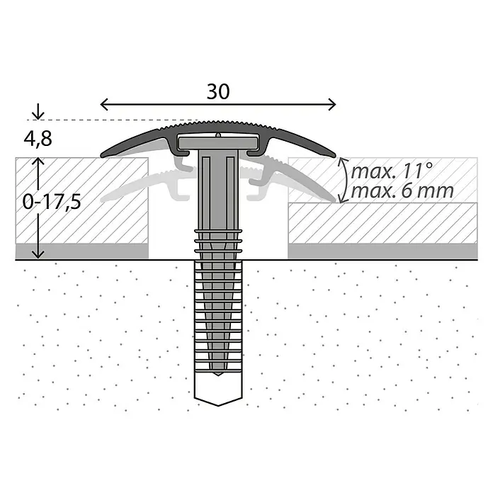 LOGOCLIC Overgangsprofiel - Eiken, 0,9 m x 30 mm, Montagemethode: Schroeven - Close-up