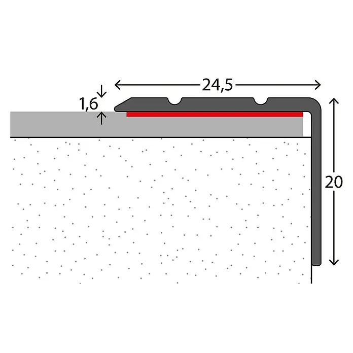 LOGOCLIC Kotni profil 162 - Srebrne barve, 2,7 m x 24,5 mm x 20 mm, Vrsta montaže: Lepljenje - Posnetek od blizu