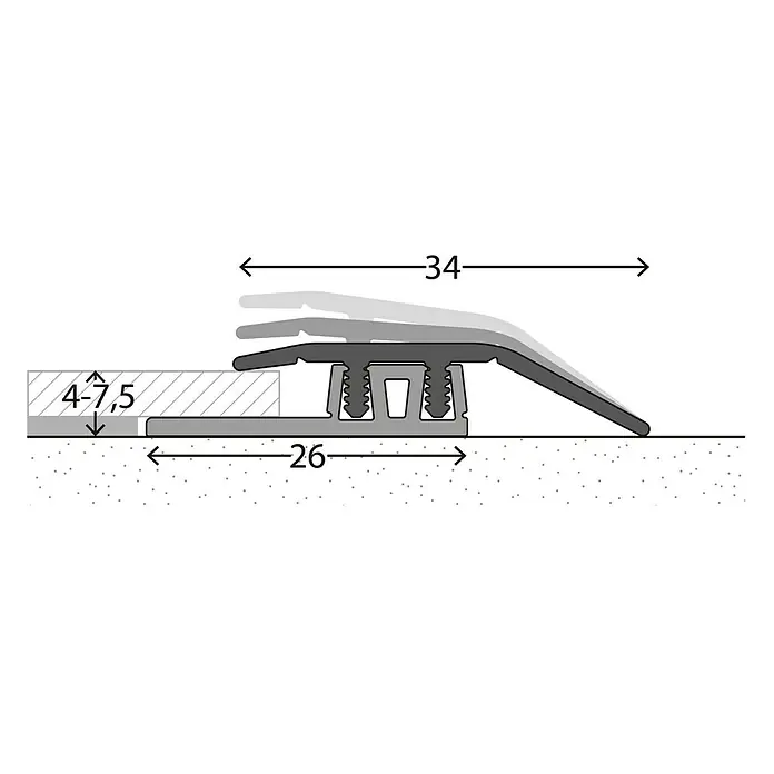 LOGOCLIC Anpassprofil 323 - Silber, 2,7 m x 34 mm, Montageart: Stecken - Detailaufnahme