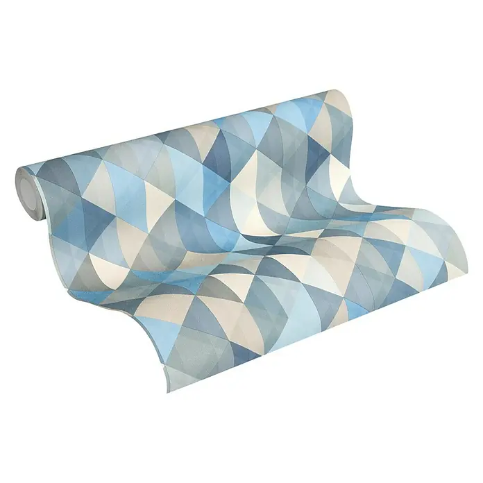 AS Creation Skandinavian 2 Vliestapete Spot 4 Grafik - Blau/Creme, Grafisch, 10,05 x 0,53 m - Vorderansicht