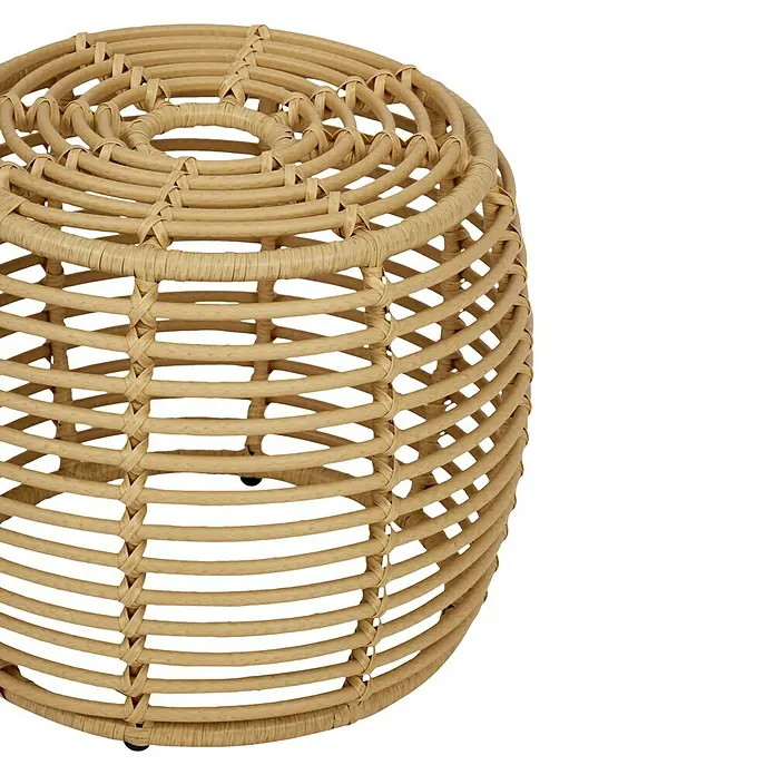 Mesa auxiliar redonda de jardín Katharina - Ø x Al: 51 x 43 cm, Natural