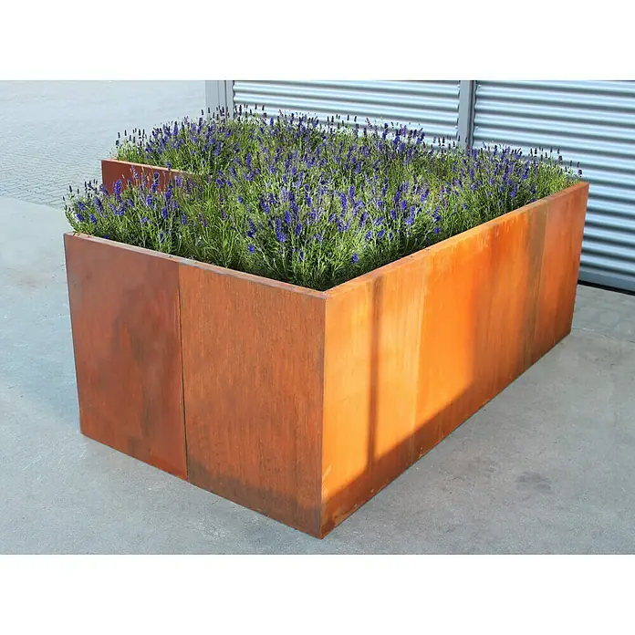 Palatino Hochbeet Urban L-Form - 200 x 200 x 70 cm, Cortenstahl - Anwendungsbeispiel