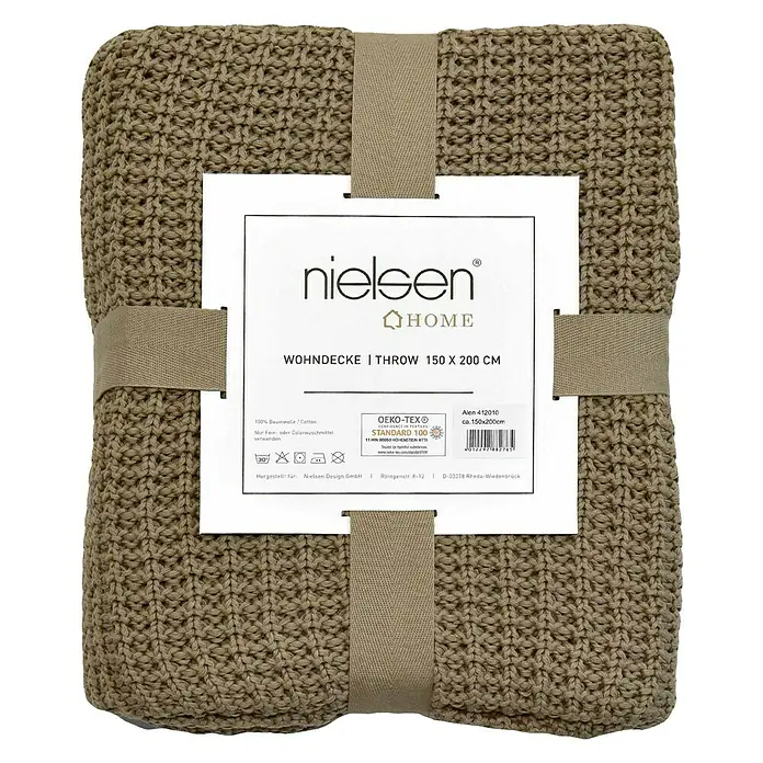 Nielsen Plaid Kuscheldecke Alen - L x B: 200 x 150 cm, Sand