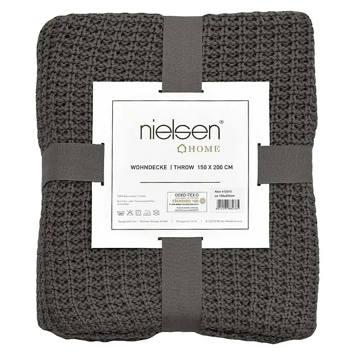 Nielsen Plaid Kuscheldecke Alen - L x B: 200 x 150 cm, Antik Grau