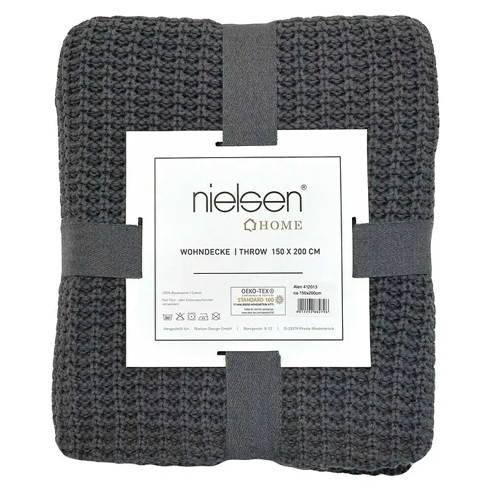 Nielsen Plaid Kuscheldecke Alen - L x B: 200 x 150 cm, Dunkelgrau