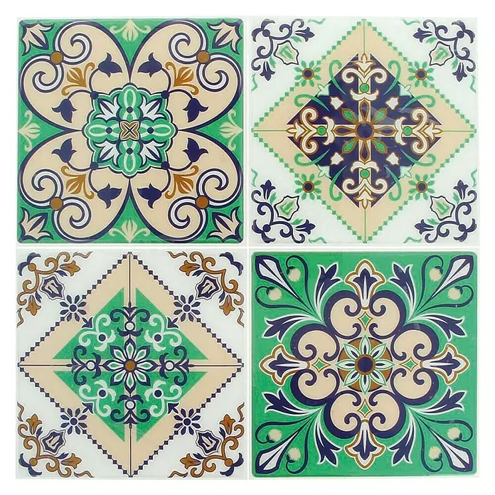 Artemio Pieza decorativa Autoadhesivos pre recortados Mosaico - 1 ud., Verde/Azul/Beige, Espuma plástica, 12,5 x 12,5 cm