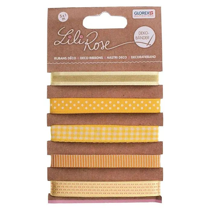 Glorex Bastelband Deko-Bänder - Gelb-Mix, 100 cm - Vorderansicht