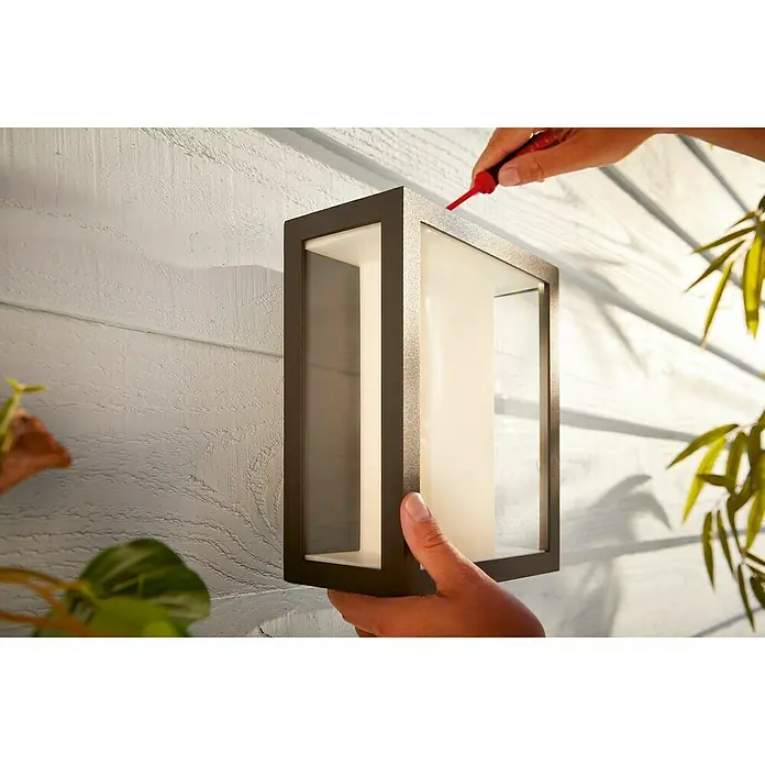 Philips Hue Aplique exterior LED Impress cuadrada - 8 W, 11,7 x 19 x 24 cm, Negro, IP44