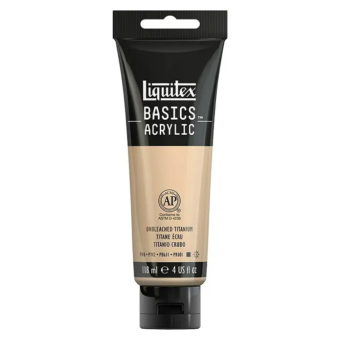 Liquitex Basics Akrilna boja - Boja: Neizbjeljeni titanij, 118 ml, Tuba - Pogled sprijeda