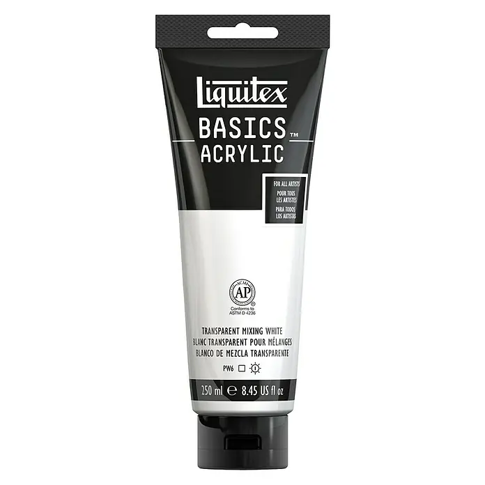 Liquitex Basics Akrilna boja - Boja: Prozirna miješana bijela, 250 ml, Tuba - Pogled sprijeda