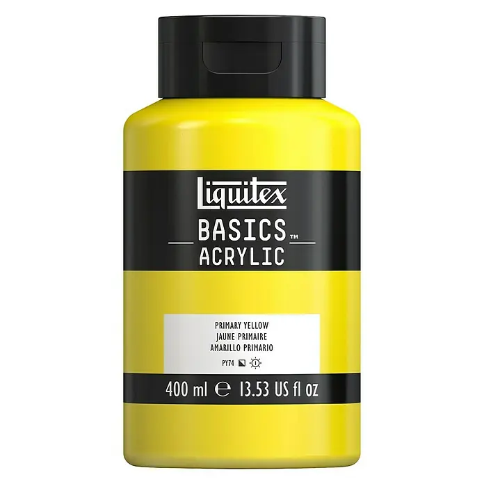 Liquitex Basics Akrilna boja - Boja: Osnovna žuta, 400 ml, Boca - Pogled sprijeda