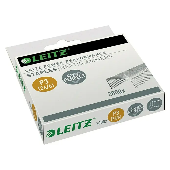 Leitz Heftklammer Power Performance P3 24/6 - Passend für: Leitz Heftgerät New NeXXt, 2.000 Stk. - Vorderansicht