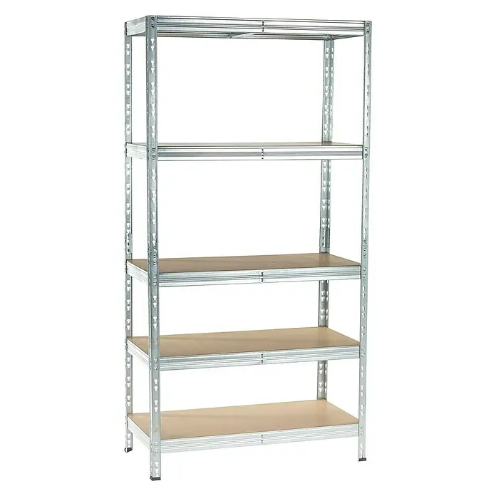 Metall-Schwerlastregal - L x B x H: 50 x 100 x 200 cm, 300 kg/Boden, Anzahl Böden: 5 Stk., Grau