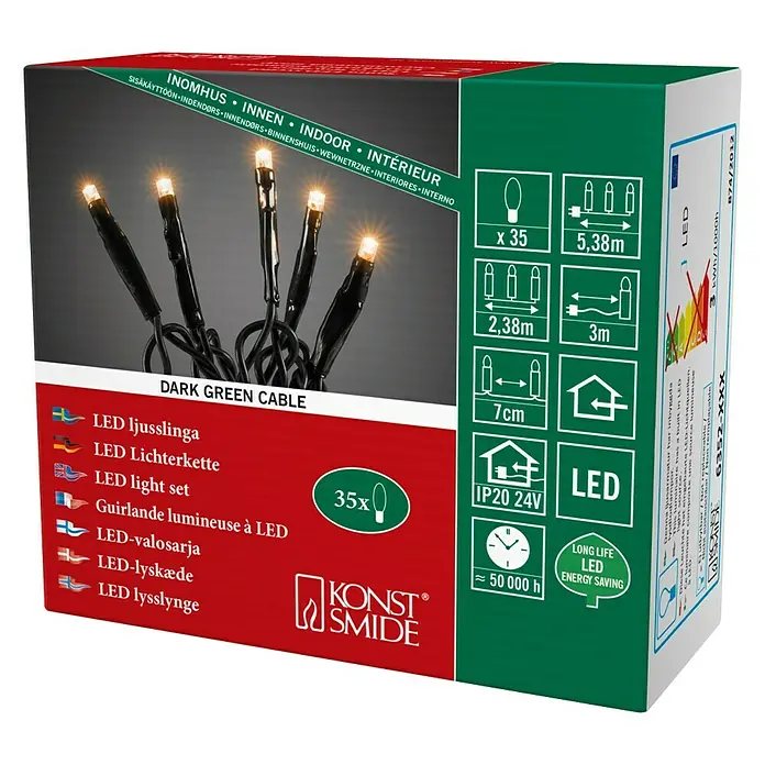 Konstsmide Led-feestverlichting - Binnen, 5,38 m, 35 lampen, Lichtkleur: Barnsteen, Aantal leds: 35 st.