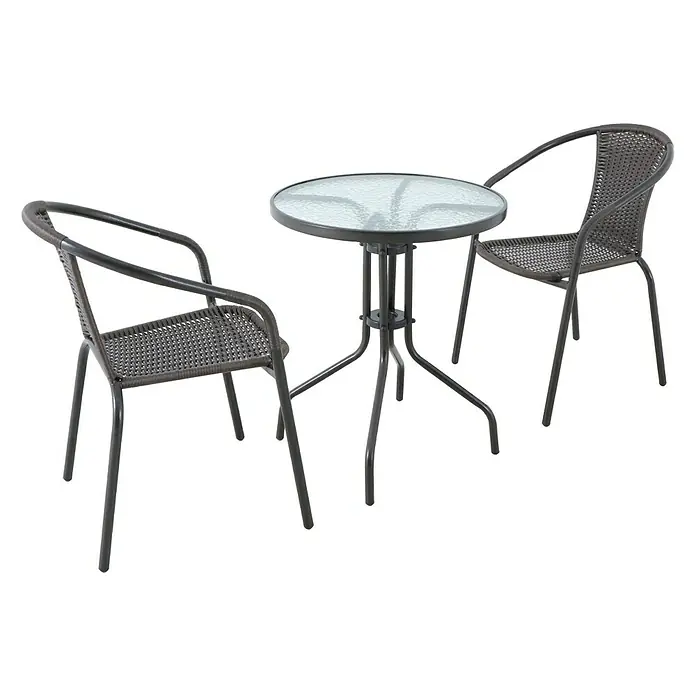 Sunfun Conjunto de muebles de balcón Maike - 3 piezas, Marrón