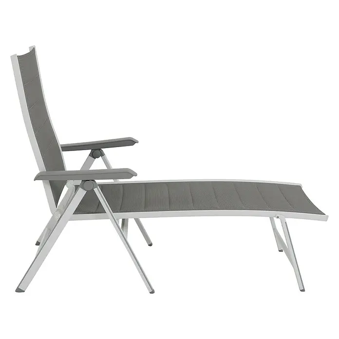 MWH Tumbona Futosa - 140 x 70 x 104 cm, Textilene, Gris claro, Blanco