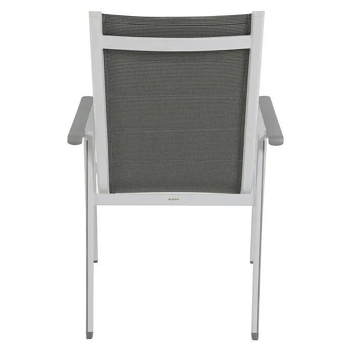 MWH Silla de jardín Futosa - Gris, Blanco, Textilene, Ancho: 64,5 cm