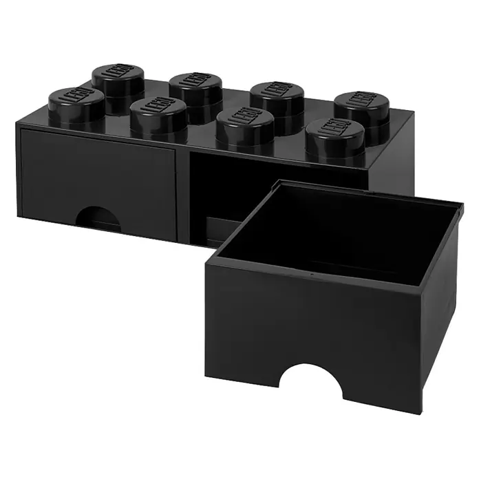 Lego Schubladenbox Brick - L x B x H: 50 x 25 x 18 cm, Schwarz, Anzahl Schubladen: 2 Stk. - Rechte Seitenansicht