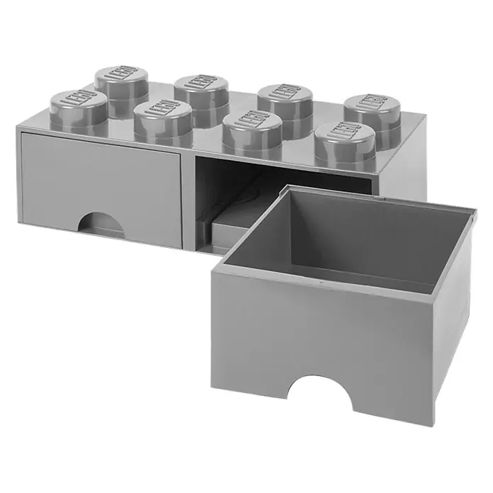 Lego Schubladenbox Brick - L x B x H: 50 x 25 x 18 cm, Grau, Anzahl Schubladen: 2 Stk. - Rechte Seitenansicht