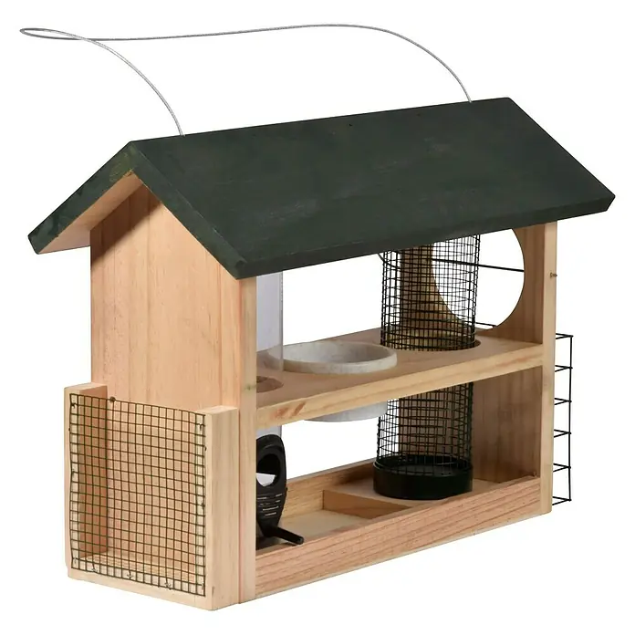 Dobar Futterstation 7-in-1 - 39 x 19 x 29 cm, Natur/Grün - Rechte Seitenansicht