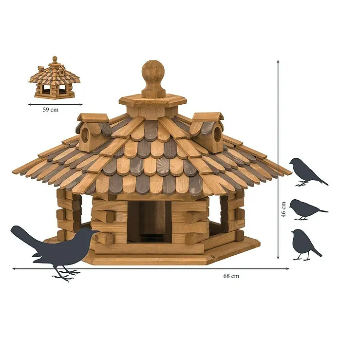 Dobar Sechseck-Vogelfutterhaus - 68 x 59 x 46 cm