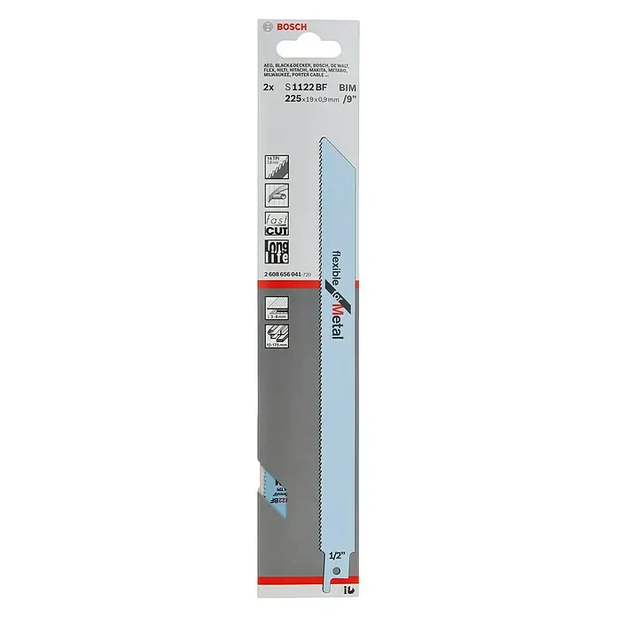 Bosch Säbelsägeblatt Flexible for Metal - Einsatzbereich: Metall, 2 Stk., Länge: 175 mm - Linke Seitenansicht
