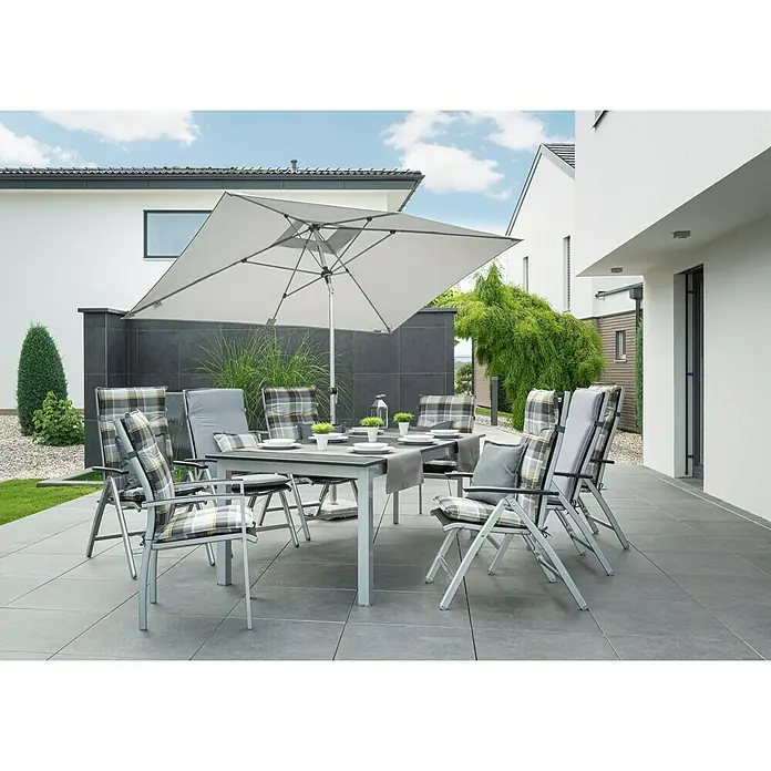 Doppler Expert Sonnenschirm Auto Tilt - Hellgrau, 300 x 200 cm - Stimmungsaufnahme