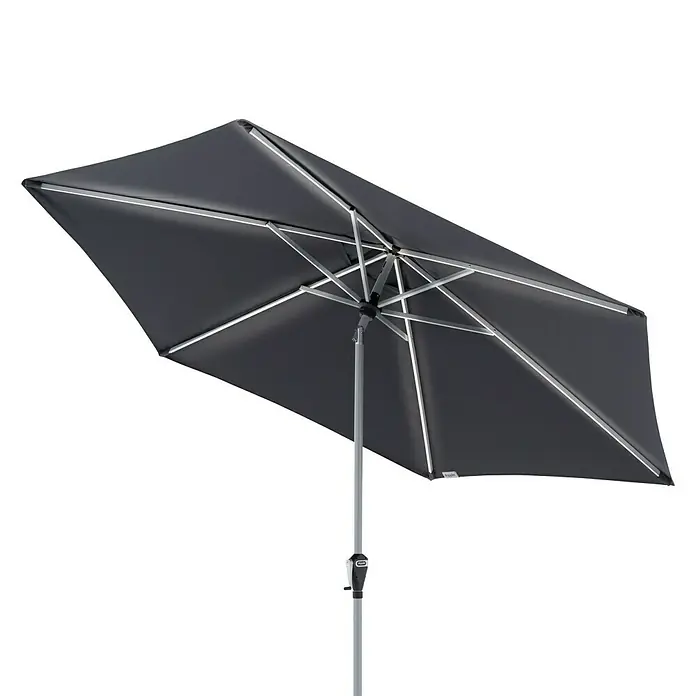 Doppler Active LED-Sonnenschirm Auto Tilt - Anthrazit, Durchmesser: 300 cm - Vorderansicht