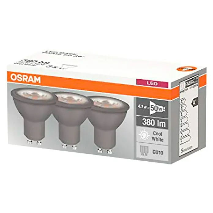 Osram Bombilla LED pack - 3 uds., GU10, 4,7 W, Blanco neutro