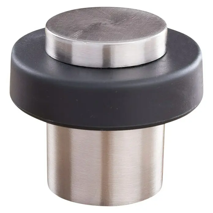 Türstopper Nickel, schraubbar 30x44 mm - Ø x H: 30 x 44 mm, Montageart: Schrauben, Silber/Schwarz - Rechte Seitenansicht