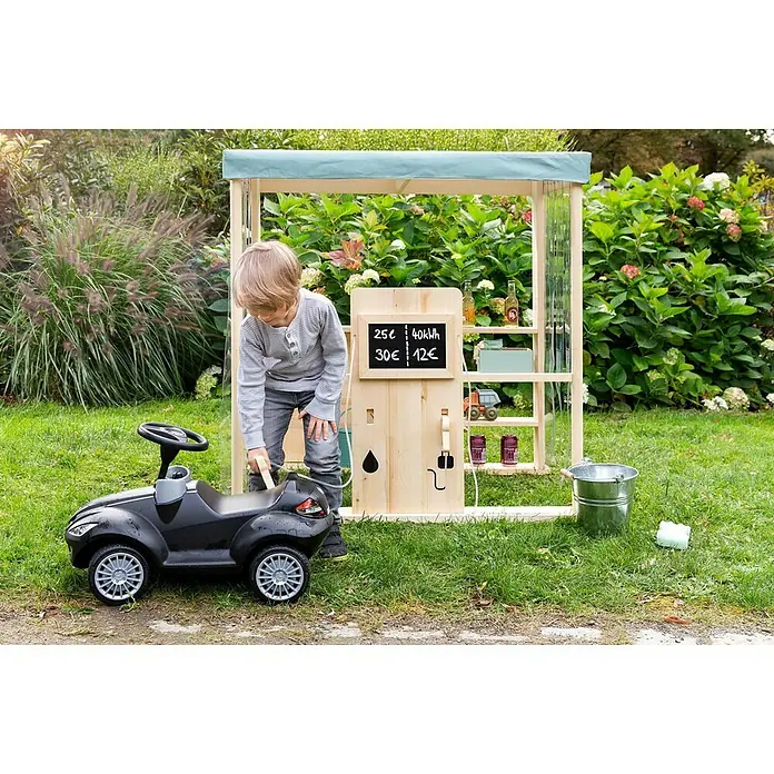 Muddy Buddy Kinder-Kaufladen Bubble Catcher - L x B x H: 115 x 90 x 115 cm, Holz, Salbeigrün/Natur - Stimmungsaufnahme
