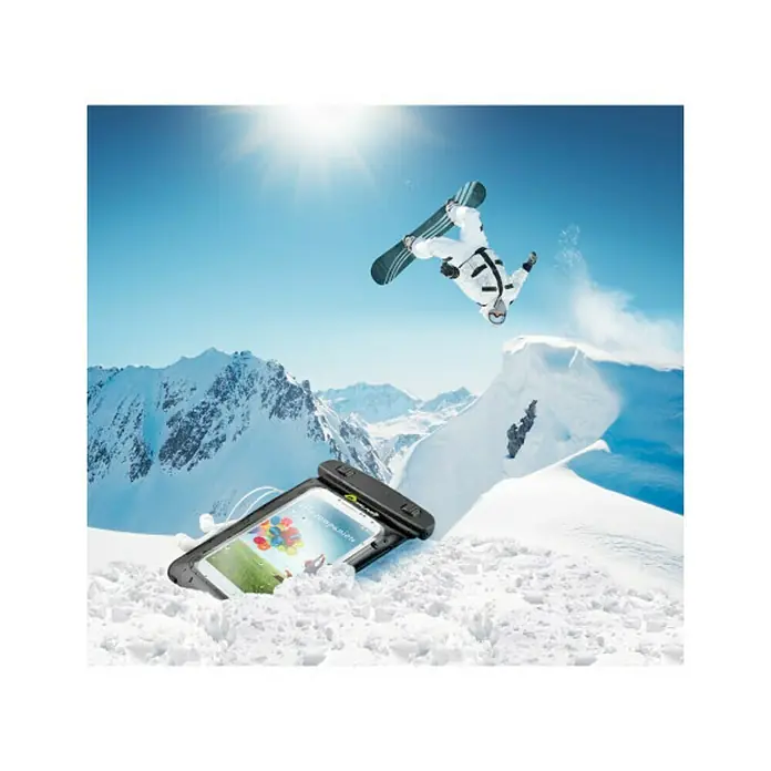 Funda para teléfono móvil impermeable - L x An: 0,5 x 8 cm, Negro, Transparente, Ajustable