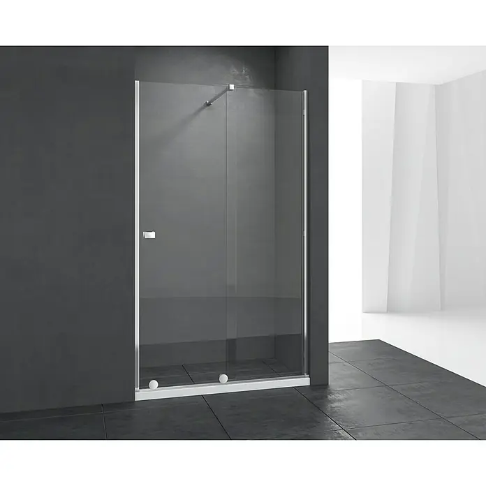 Mampara de ducha frontal Oprah - An x Al: 160 x 195 cm, Vidrio transparente, 6 mm, Cromo
