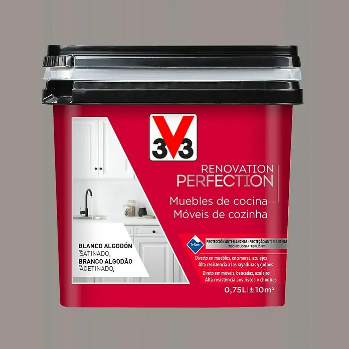 V33 Esmalte Cocinas Renovation Perfection - Inoxidable, 750 ml, Satinado