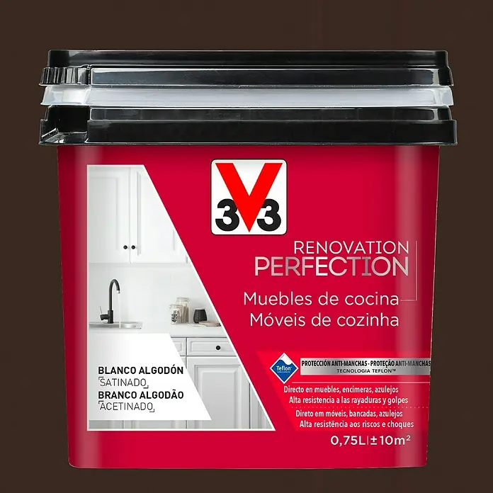 V33 Esmalte Cocinas Renovation Perfection - Negro cuarzo, 750 ml, Satinado