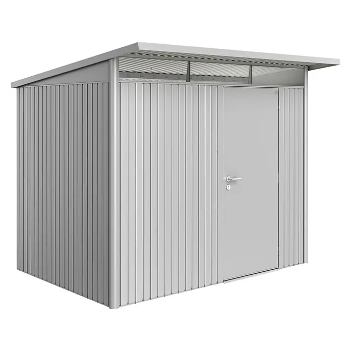 Biohort Gerätehaus AvantGarde - Silber Metallic, Einzeltür - Linke Seitenansicht