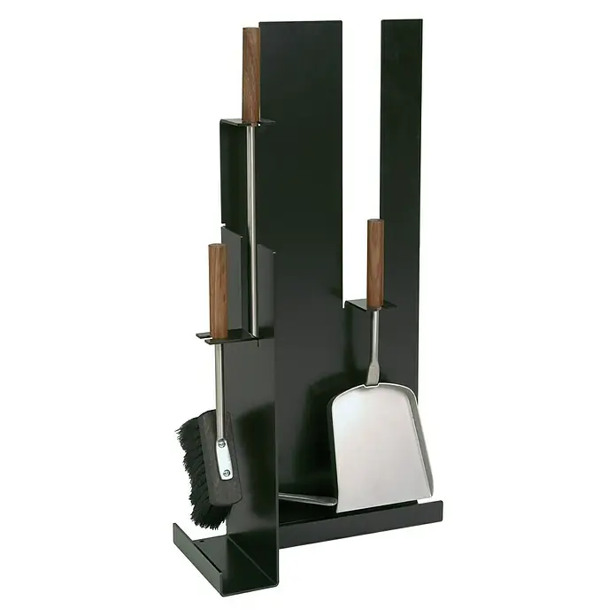 Lienbacher Premium Kamingarnitur - 3 -tlg., Edelstahl, Schwarz, Höhe: 61 cm - Vorderansicht