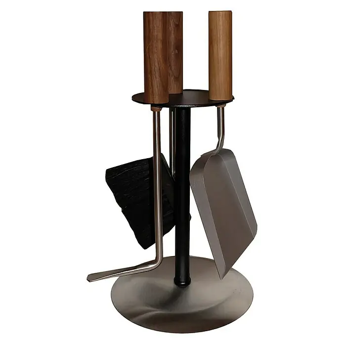 Lienbacher Premium Kamingarnitur Rondo - 3 -tlg., Edelstahl, Schwarz, Höhe: 40 cm - Vorderansicht