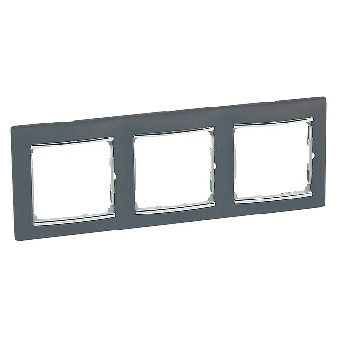 Legrand Abdeckrahmen Valena - Schwarz, Silber, 3-fach, Kunststoff, Unterputz