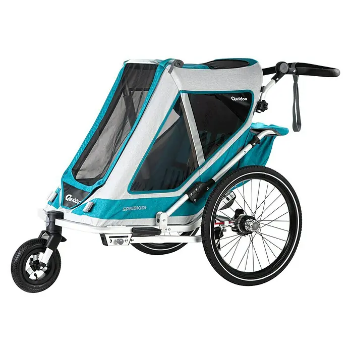 Qeridoo Kinderfahrradanhänger Speedkid 1 - Einsitzer, Petrol, Kinder von 1 bis 6 Jahren - Linke Seitenansicht