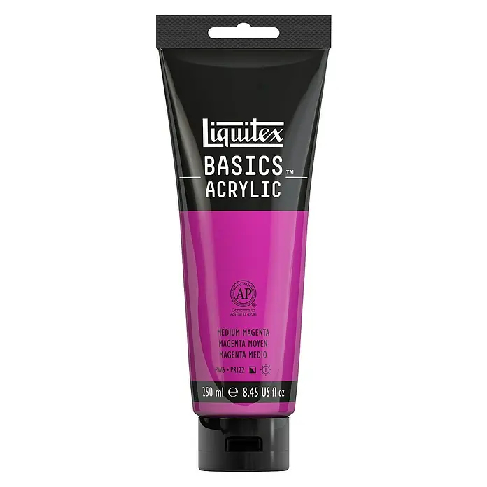 Liquitex Basics Acrylfarbe - Farbe: Magenta mittel, 250 ml, Tube - Vorderansicht