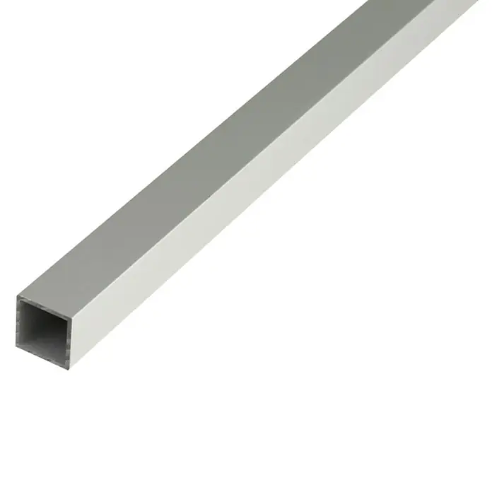 Tubo de forma cuadrada - L x An x Al: 2.600 x 15 x 15 mm, Aluminio, Acero gris