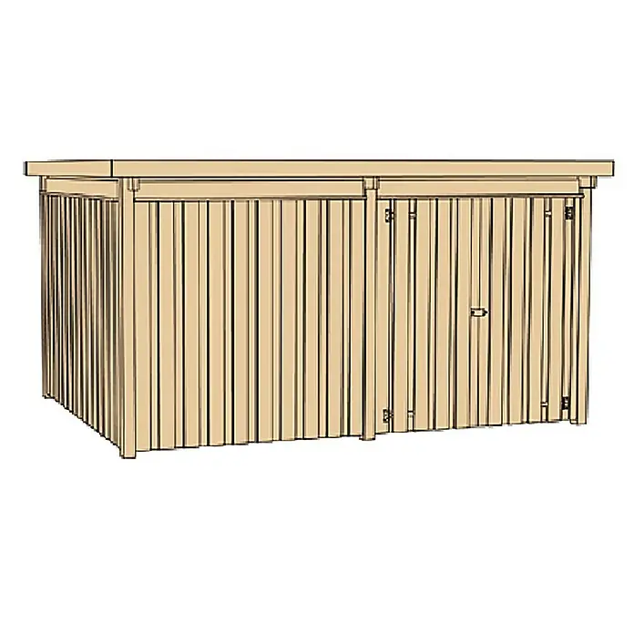 Weka Gerätehaus 607 - Außenbreite inkl. Dachüberstand: 408 cm, Außentiefe inkl. Dachüberstand: 318 cm, Holz, Natur - Linke Seitenansicht