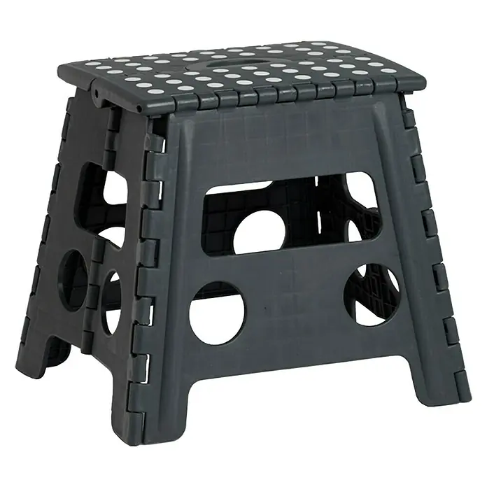 Zeller Present Klapphocker - L x B x H: 37 x 30 x 32 cm, Belastbarkeit: 150 kg, Kunststoff, Schwarz - Linke Seitenansicht
