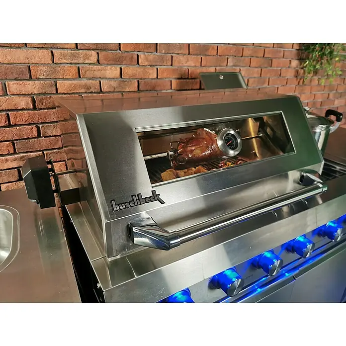 Buschbeck Outdoorküche Oxford - L x B x H: 244 x 60 x 124 cm, Edelstahl, Hauptgrillfläche: 70 x 45 cm, Anzahl Brenner: 4 - Detailaufnahme