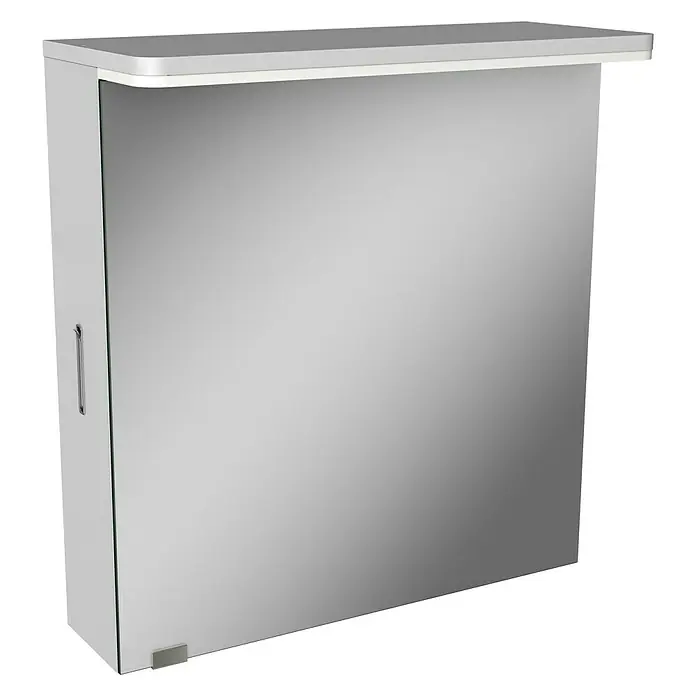 Modern 3.0 LED-Spiegelschrank - B x H: 60 x 68,4 cm, Links, Mit Beleuchtung, Spanplatte, Weiß - Linke Seitenansicht