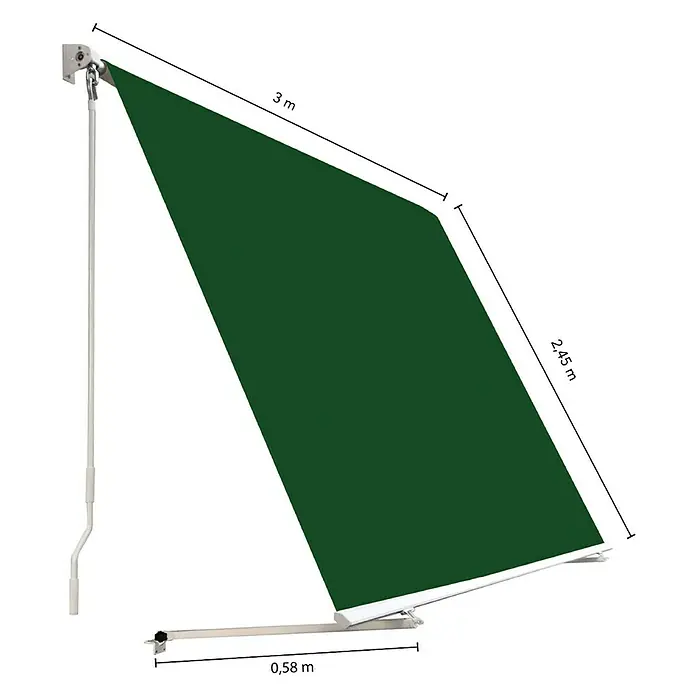 SmartSun Toldo para balcón Urban - Verde, Ancho: 3 m, Caída: 2,45 m