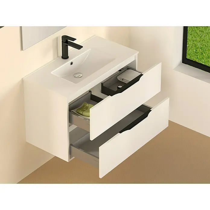 Conjunto de mueble de baño Bruna - Blanco, Mate, 70 cm, 3 piezas