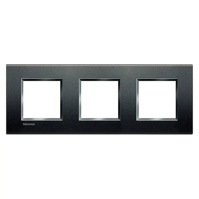 Bticino Living Light Marco - Antracita, x 3, Plástico, Montaje en la pared