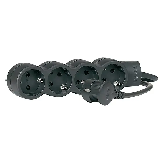 Legrand Base de enchufe múltiple Standard - Número de enchufes Schuko: 4 ud., Negro, 1,5 m
